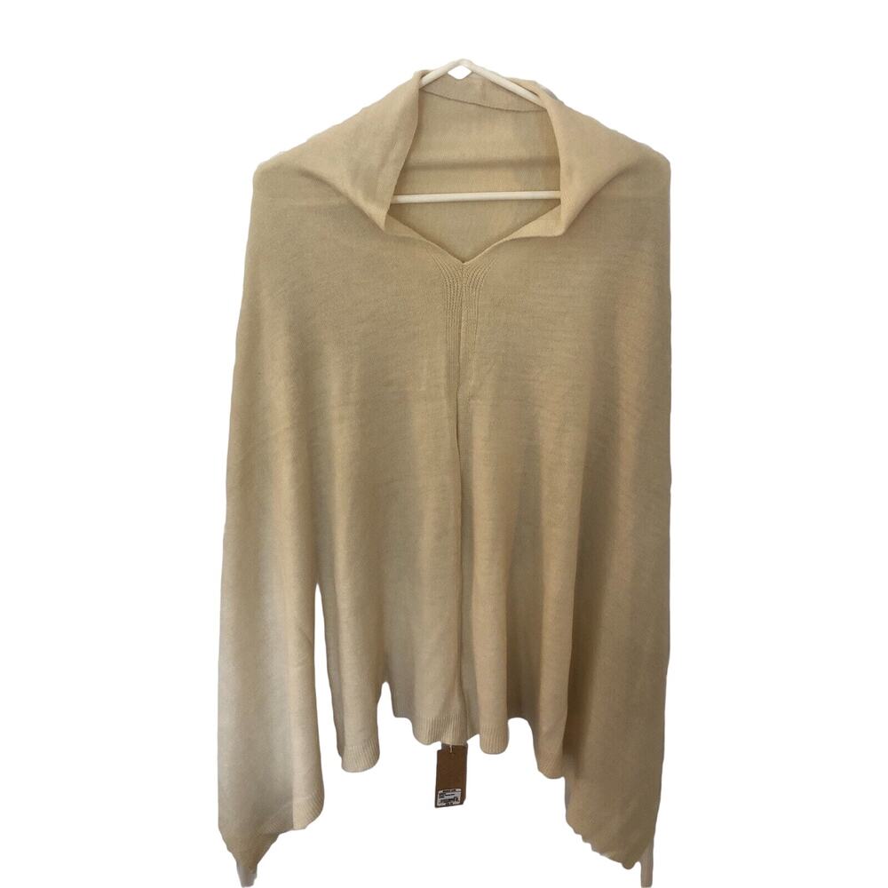 NEW Maggie Lane Women's Ivory Knit Poncho Sweater Acrylic One Size